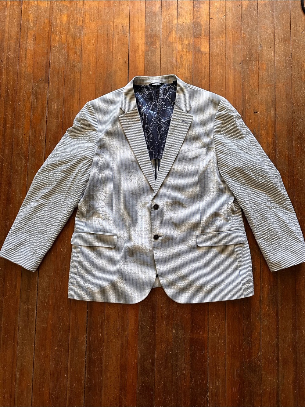 Nautica Seersucker Sport Coat in Light Gray and White Stripe